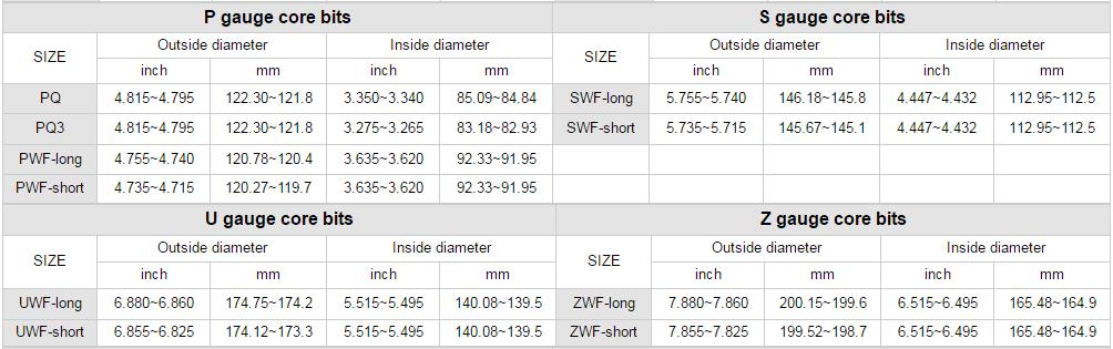 P S U Z th&ocirc;ng số kỹ thuật bit l&otilde;i đo